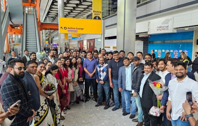 People at Heathrow Airport to welcome KTR 