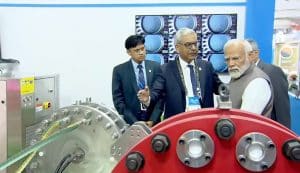 Prime Minister Narendra Modi Reviews India’s First Indigenous Alkaline Electrolyser by BPCL at India Energy Week 2024 in Goa